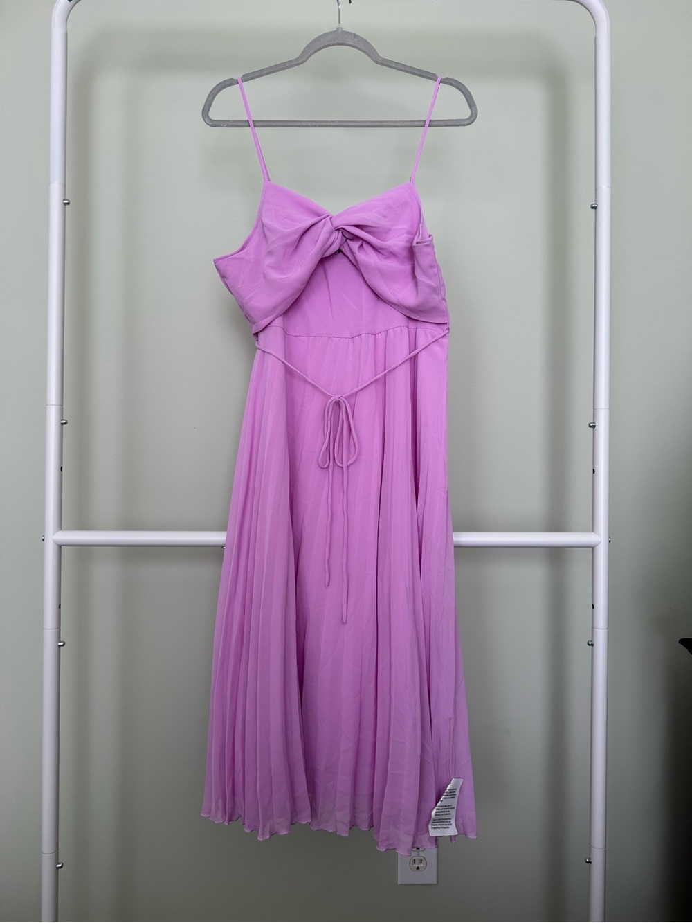 ASOS Lilac Bow-Front Pleated Midi Dress